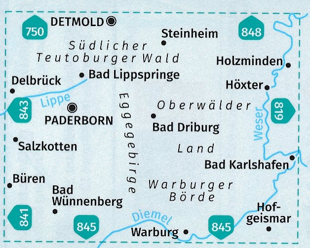Carte de randonnée n° 844 - Südlicher Teutoburger Wald + Guide (Allemagne) | Kompass carte de randonnée Kompass