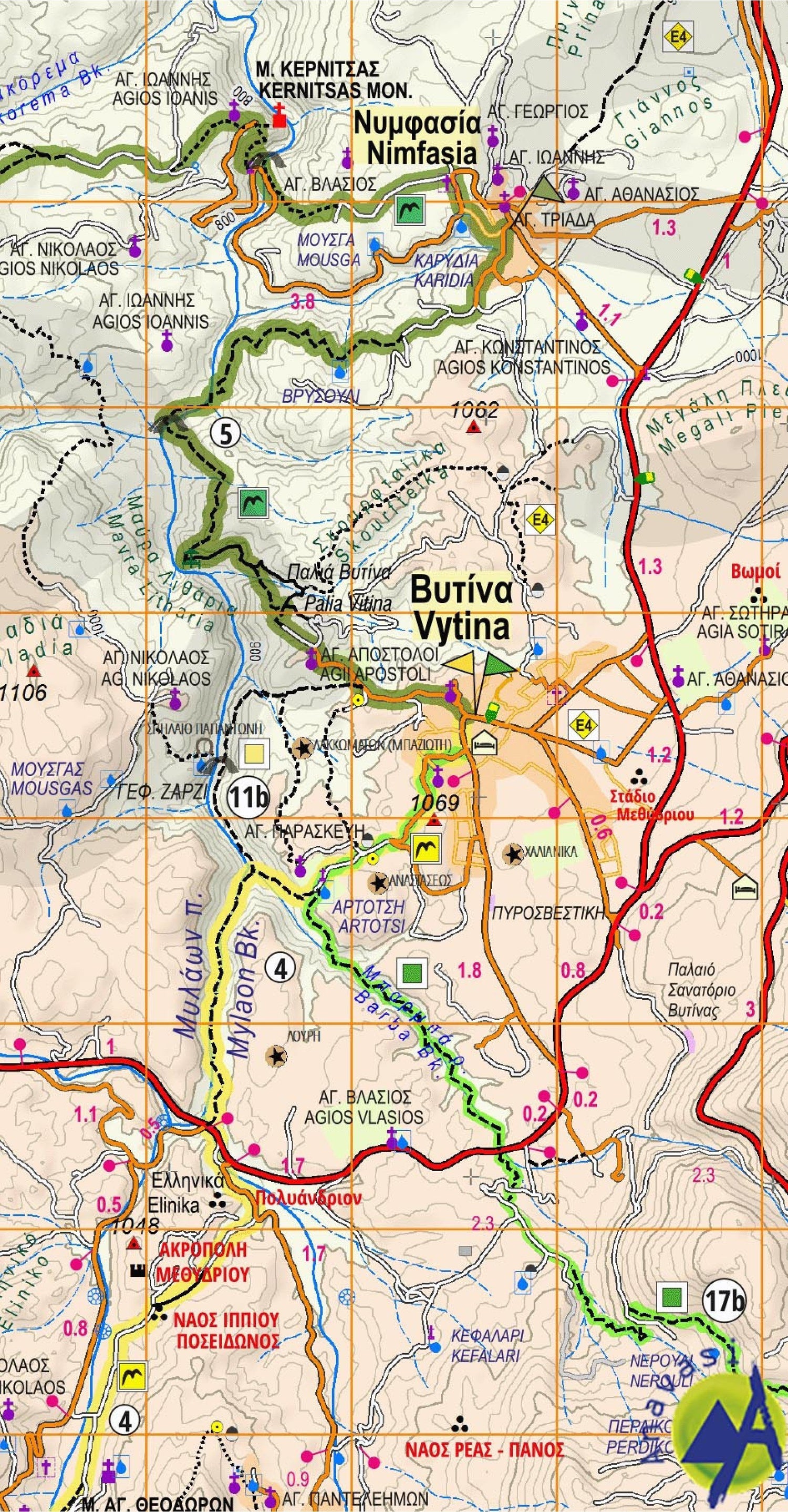 Carte de randonnée n° 8.5 - Mainalo, Artemisio | Anavasi carte de randonnée Anavasi