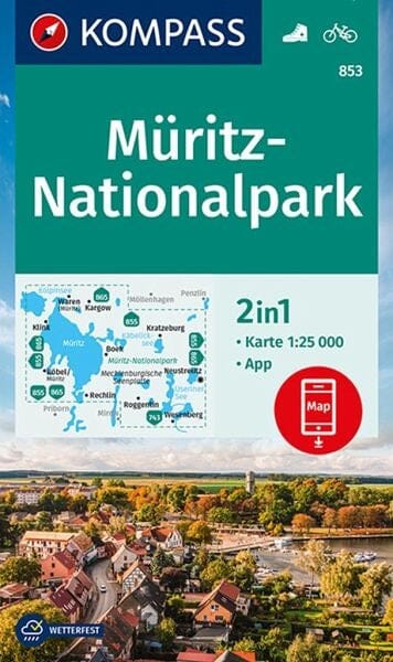 Carte de randonnée n° 853 - Müritz National park (Allemagne) | Kompass carte pliée Kompass 