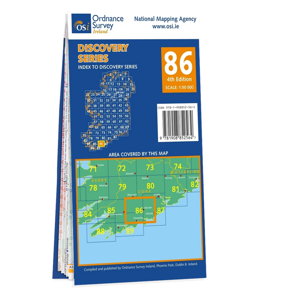 Carte de randonnée n° 86 - Cork (Bandon) (Irlande) | Ordnance Survey - série Discovery carte pliée Ordnance Survey Ireland 