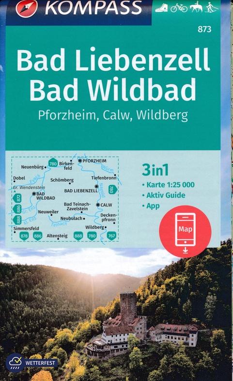 Carte de randonnée n° 873 - Bad Liebenzell, Bad Wildbad (Allemagne) | Kompass carte pliée Kompass 