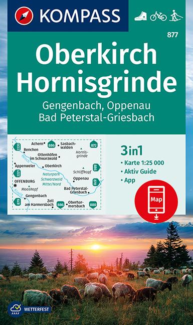 Carte de randonnée n° 877 - Oberkirch, Hornisgrinde (Allemagne) | Kompass carte de randonnée Kompass