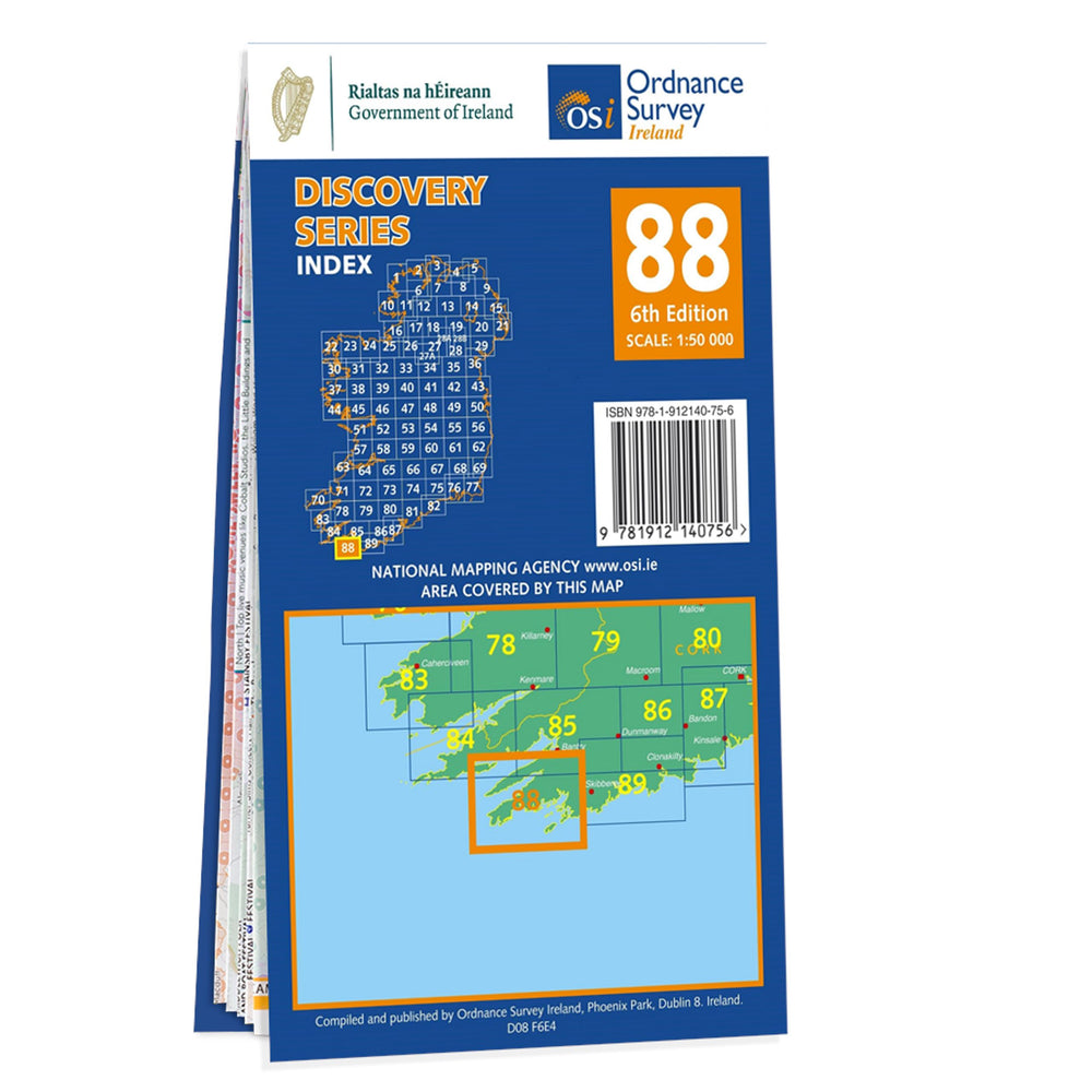 Carte de randonnée n° 88 - Cork (Dunmanus Bay) (Irlande) | Ordnance Survey - série Discovery carte pliée Ordnance Survey Ireland 
