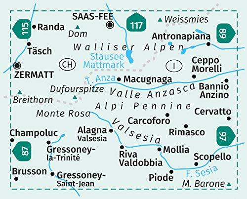 Carte de randonnée n° 88 - Monte Rosa + Aktiv Guide (Suisse) | Kompass carte de randonnée Kompass
