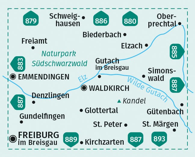 Carte de randonnée n° 884 - Waldkirch, Kandel, St.Peter, St.Märgen (Allemagne) | Kompass carte pliée Kompass 