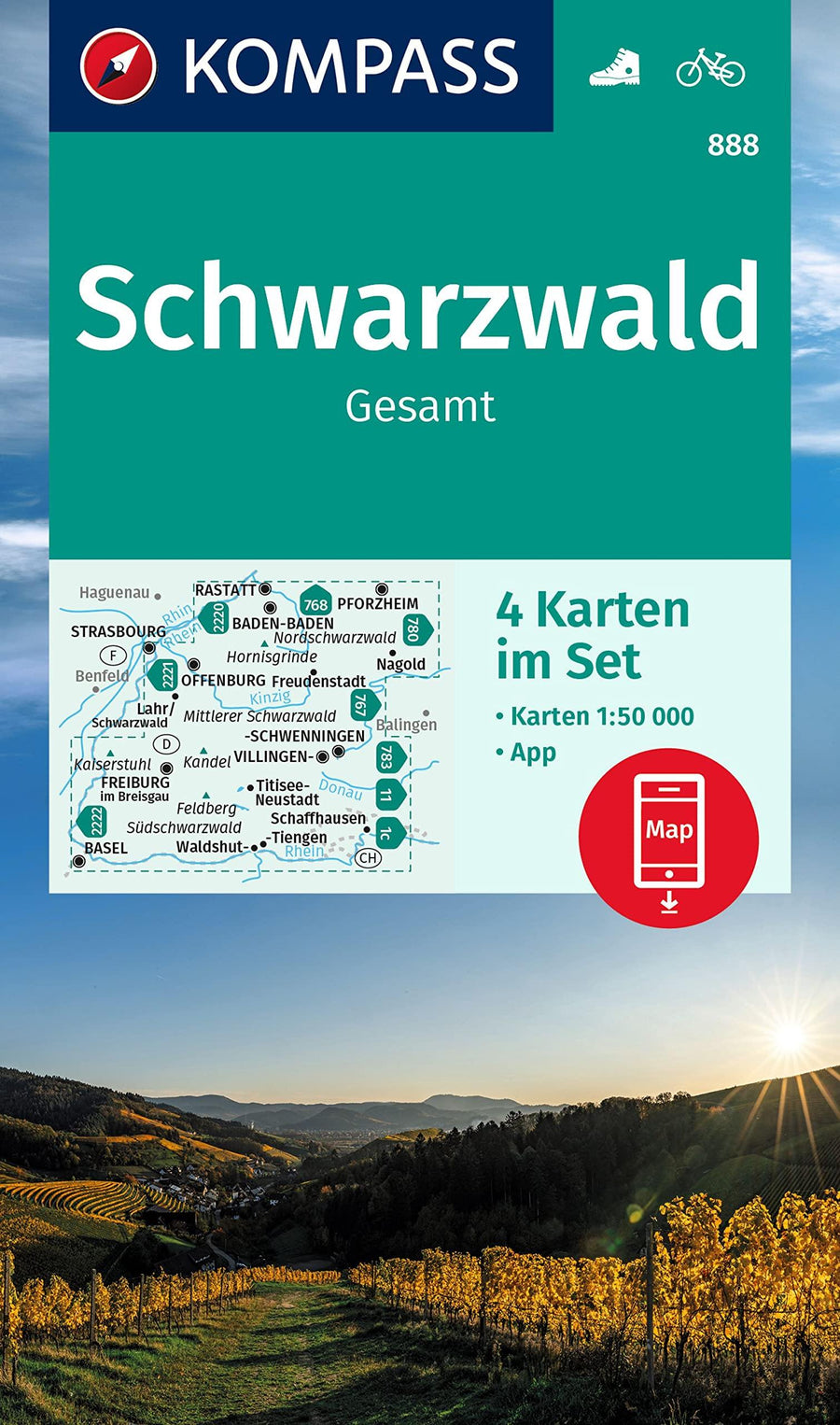 Carte de randonnée n° 888 - Forêt Noire (Allemagne) | Kompass carte pliée Kompass 