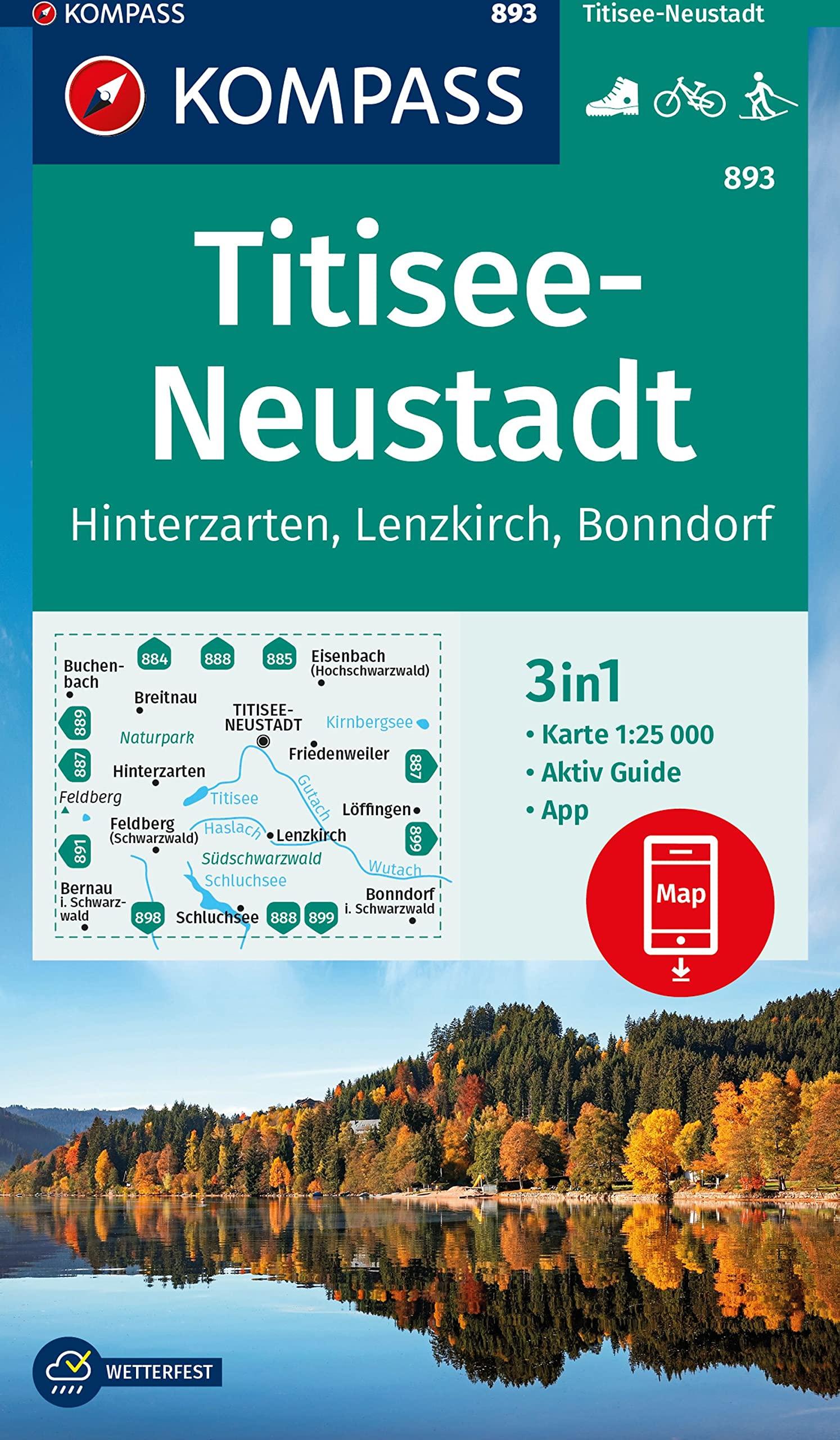 Carte de randonnée n° 893 - Titisee-Neustadt + Guide (Allemagne) | Kompass carte de randonnée Kompass