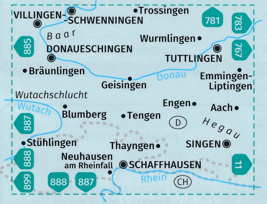 Carte de randonnée n° 895 - Donaueschingen, Baar Hegau (Allemagne) | Kompass carte pliée Kompass 