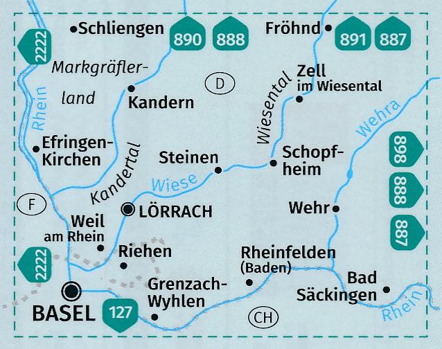 Carte de randonnée n° 897 - Wiesental, Kandertal , Südliches Markgräflerland (Allemagne) | Kompass carte pliée Kompass 