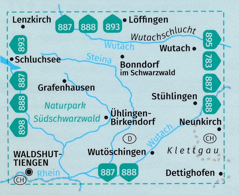 Carte de randonnée n° 899 - Wutachschlucht, Waldshut-Tiengen (Allemagne) | Kompass carte pliée Kompass 