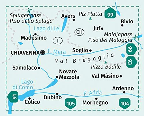 Carte de randonnée n° 92 - Valchiavenna - Val Bregaglia (Italie, Suisse) | Kompass carte de randonnée Kompass
