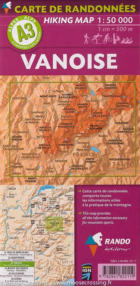 Carte de randonnée de la Vanoise (Alpes), A3 | Rando éditions - La Compagnie des Cartes