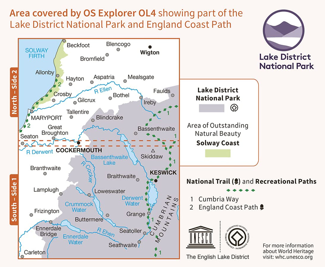 Carte de randonnée n° OL004 - English Lakes - North Western area (Grande Bretagne) | Ordnance Survey - Explorer carte pliée Ordnance Survey 