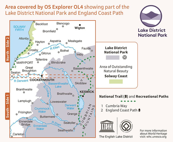 Carte de randonnée n° OL004 - English Lakes - North Western area (Grande Bretagne) | Ordnance Survey - Explorer carte pliée Ordnance Survey 