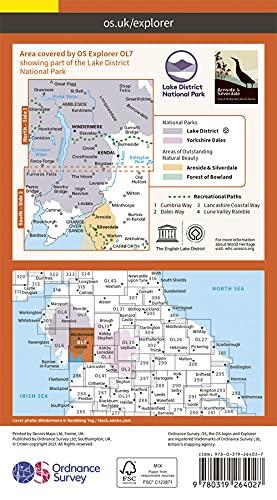 Carte de randonnée n° OL007 - English Lakes - South Eastern area (Grande Bretagne) | Ordnance Survey - Explorer carte pliée Ordnance Survey 