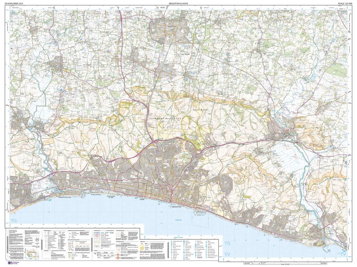 Carte de randonnée n° OL011 - Brighton, Hove, Lewes, Burgess Hill (Grande Bretagne) | Ordnance Survey - Explorer carte de randonnée Ordnance Survey