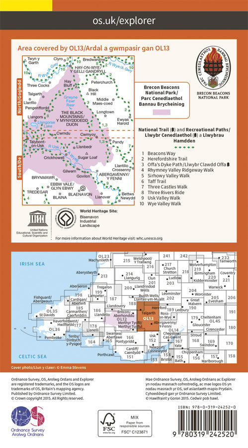 Carte de randonnée n° OL013 - Brecon Beacons Nat. Parc Eastern area (Pays de Galles) | Ordnance Survey - Explorer carte de randonnée Ordnance Survey