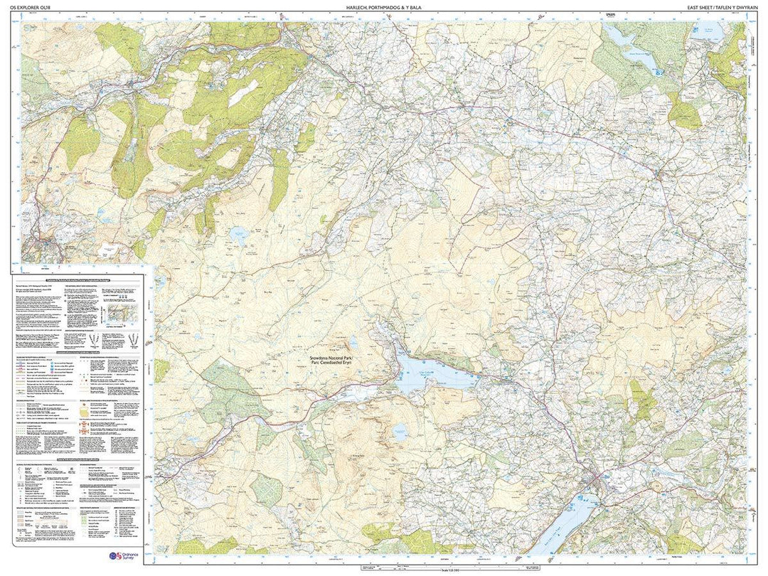 Carte de randonnée n° OL018 - Harlech, Porthmadog, Bala, Y Bala (Grande Bretagne) | Ordnance Survey - Explorer carte pliée Ordnance Survey 
