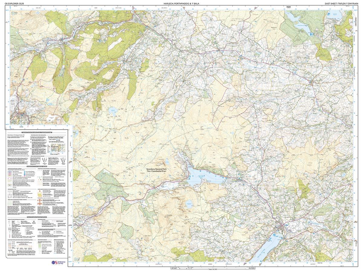 Carte de randonnée n° OL018 - Harlech, Porthmadog, Bala, Y Bala (Pays de Galles) | Ordnance Survey - Explorer carte de randonnée Ordnance Survey