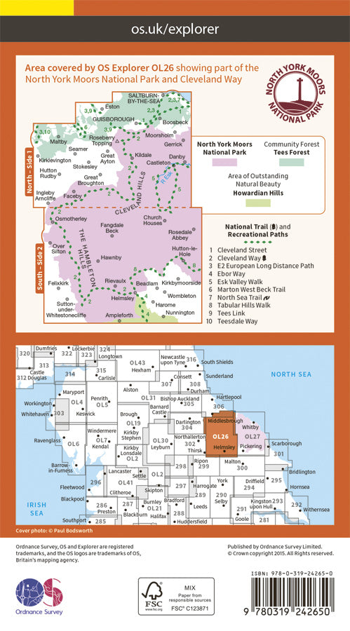 Carte de randonnée n° OL026 - North York Moors Western area (Grande Bretagne) | Ordnance Survey - Explorer carte de randonnée Ordnance Survey