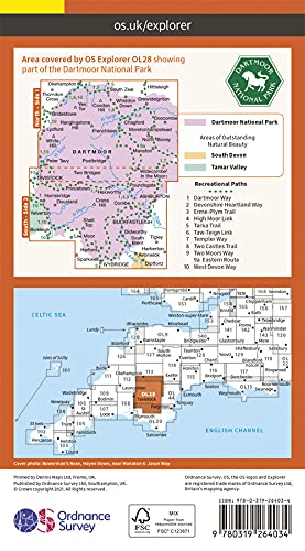 Carte de randonnée n° OL028 - Dartmoor (Grande Bretagne) | Ordnance Survey - Explorer carte de randonnée Ordnance Survey