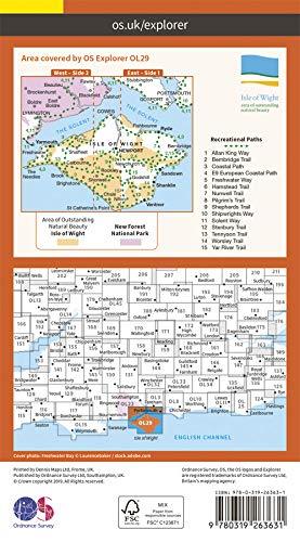 Carte de randonnée n° OL029 - Ile de Wight (Grande Bretagne) | Ordnance Survey - Explorer carte de randonnée Ordnance Survey