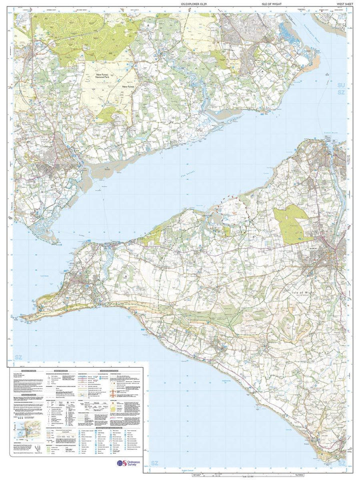 Carte de randonnée n° OL029 - Ile de Wight (Grande Bretagne) | Ordnance Survey - Explorer carte pliée Ordnance Survey 