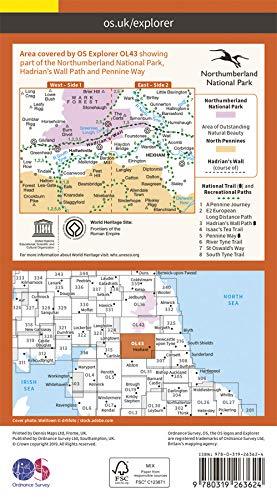 Carte de randonnée n° OL043 - Hadrian's Wall, Haltwhistle, Hexham (Grande Bretagne) | Ordnance Survey - Explorer carte de randonnée Ordnance Survey