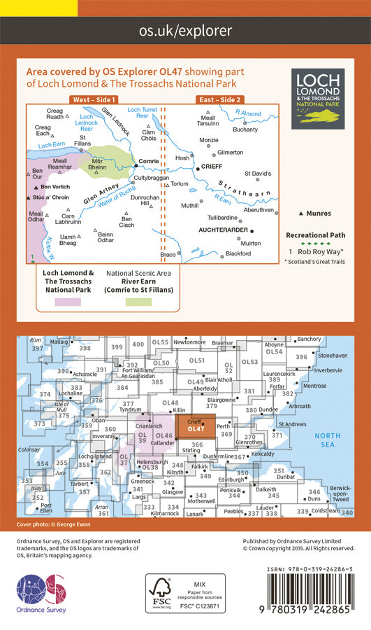 Carte de randonnée n° OL047 - Crieff, Comrie & Glen Artney (Ecosse) | Ordnance Survey - Explorer carte de randonnée Ordnance Survey