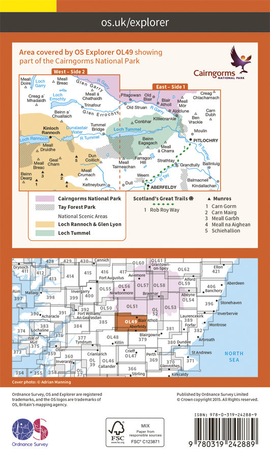 Carte de randonnée n° OL049 - Pitlochry & Loch Tummel, Aberfeldy (Ecosse) | Ordnance Survey - Explorer carte de randonnée Ordnance Survey