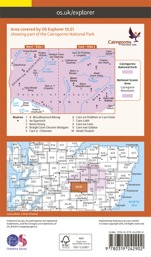 Carte de randonnée n° OL051 - Atholl, Glen Tilt, Beinn Dearg (Ecosse) | Ordnance Survey - Explorer carte de randonnée Ordnance Survey