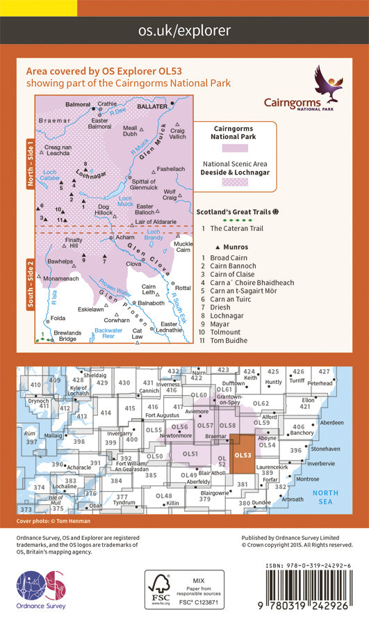 Carte de randonnée n° OL053 - Lochnagar, Glen Muick, Glen Clova (Ecosse) | Ordnance Survey - Explorer carte de randonnée Ordnance Survey