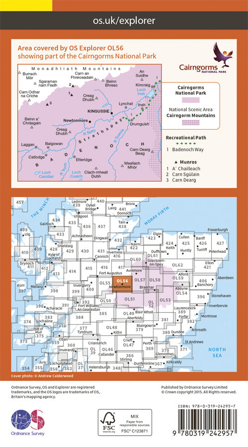 Carte de randonnée n° OL056 - Badenoch, Upper Strathspey, Kingussie (Ecosse) | Ordnance Survey - Explorer carte de randonnée Ordnance Survey