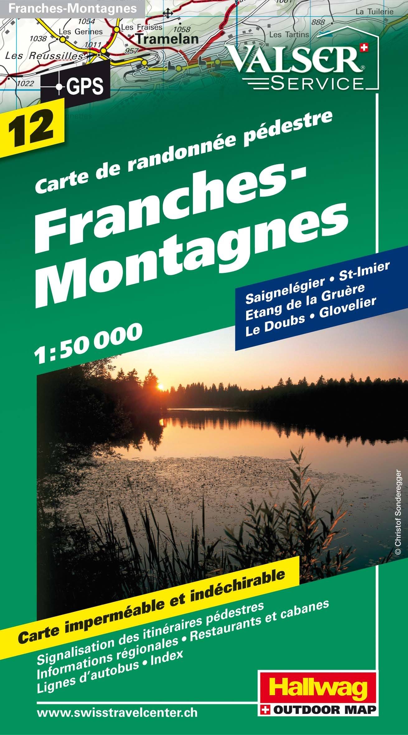 Carte de randonnée n° WK.12 - Franches-Montagnes (Suisse) | Hallwag carte de randonnée Hallwag Default Title