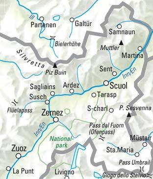 Carte de randonnée n° WK.14 - Unterengadin NP, Basse-Engadine (Suisse) | Kümmerly & Frey carte pliée Kümmerly & Frey 