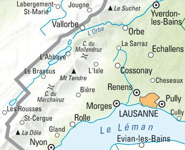 Carte de randonnée n° WK.15 - Lausanne, Vallée de Joux (Suisse) | Kümmerly & Frey carte pliée Kümmerly & Frey 