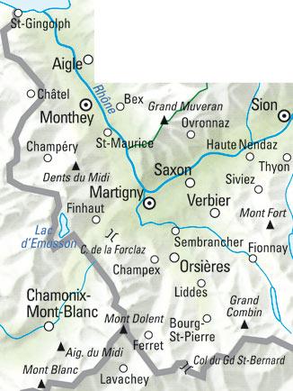 Carte de randonnée n° WK.22 - Grand-St-Bernard, Dents du Midi (Suisse) | Kümmerly & Frey carte de randonnée Kümmerly & Frey