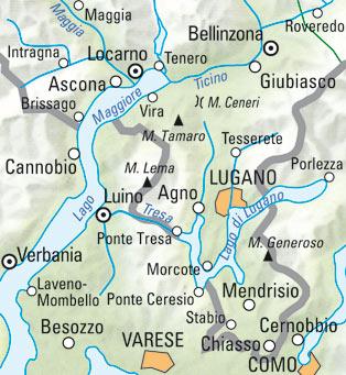Carte de randonnée n° WK.29 - Tessin Sottoceneri, Lac Majeur (Suisse) | Kümmerly & Frey carte pliée Kümmerly & Frey 