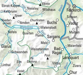 Carte de randonnée n° WK.30 - Sarganserland, Liechtenstein (Suisse) | Kümmerly & Frey carte de randonnée Kümmerly & Frey