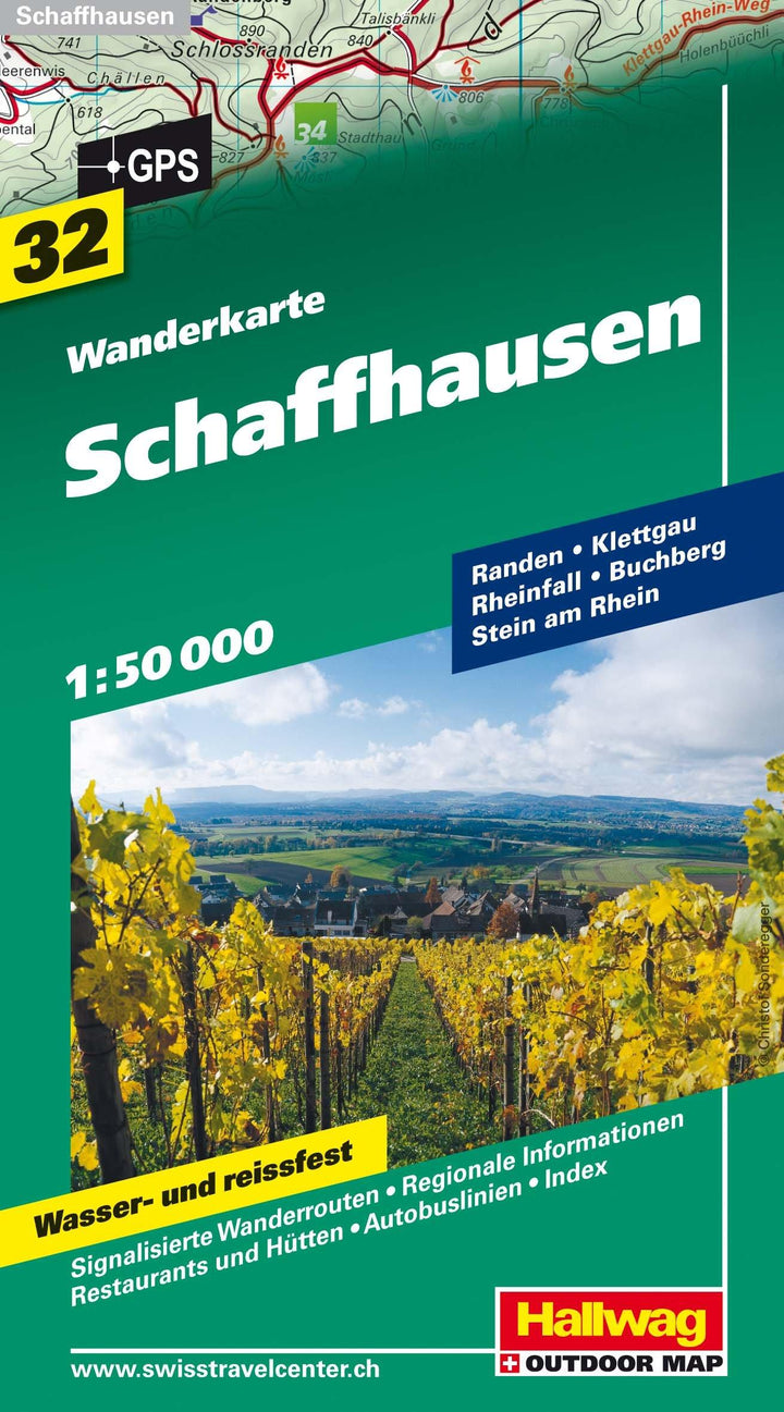 Carte de randonnée n° WK.32 - Schaffhouse (Suisse) | Hallwag carte pliée Hallwag 