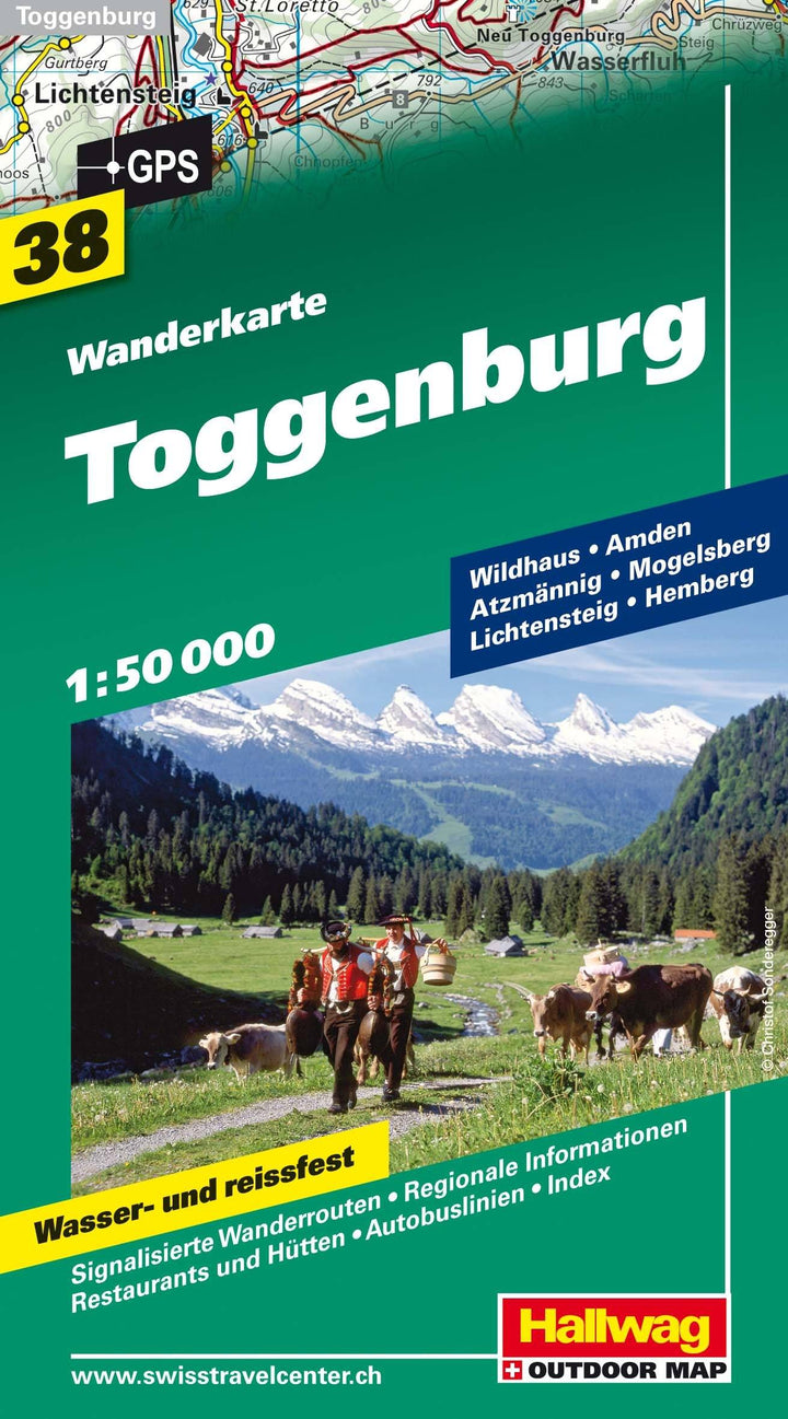 Carte de randonnée n° WK.38 - Toggenbourg (Suisse) | Hallwag carte pliée Hallwag 