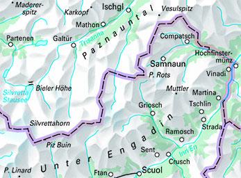 Carte de randonnée n° WK.43 - Samnaun, Silvretta (Suisse) | Hallwag carte de randonnée Hallwag