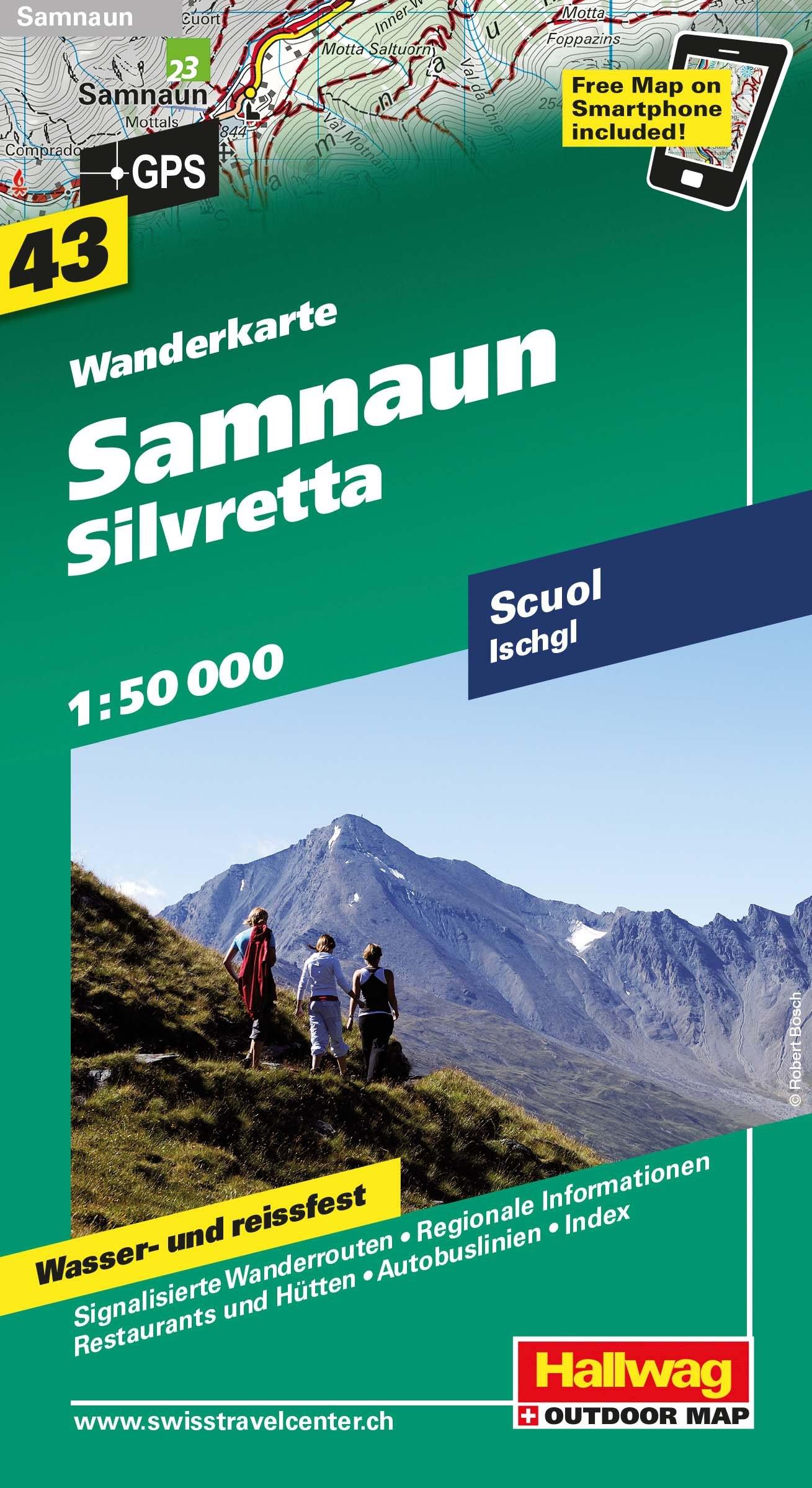 Carte de randonnée n° WK.43 - Samnaun, Silvretta (Suisse) | Hallwag carte de randonnée Hallwag Default Title