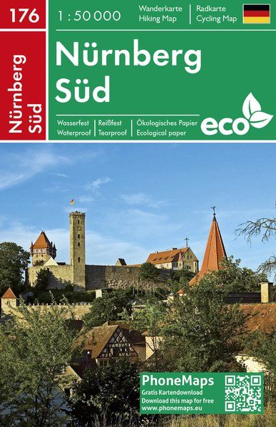 Carte de randonnée - Nuremberg Sud, n° 176 | PhoneMaps carte pliée PhoneMaps 
