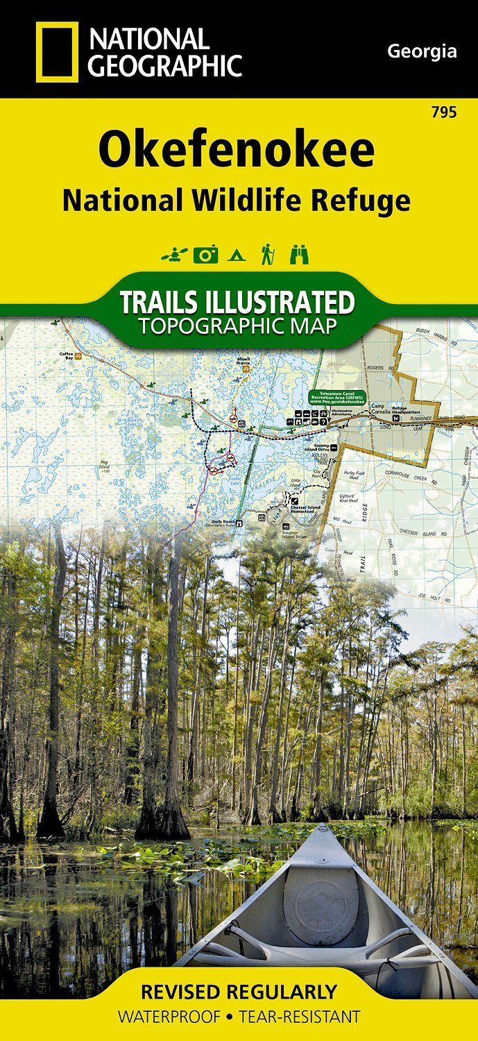 Carte de randonnée - Okefenokee National Wildlife Refuge (Géorgie, USA), n° 795 | National Geographic carte pliée National Geographic 