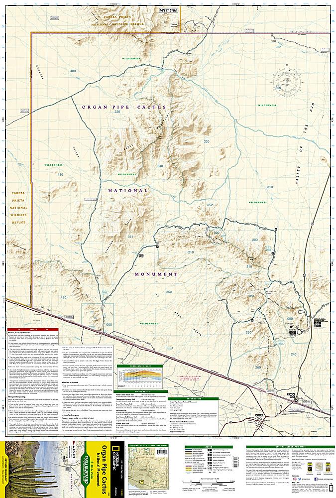 Carte de randonnée - Organ Pipe Cactus National Monument (Arizona), n° 224 | National Geographic carte pliée National Geographic 