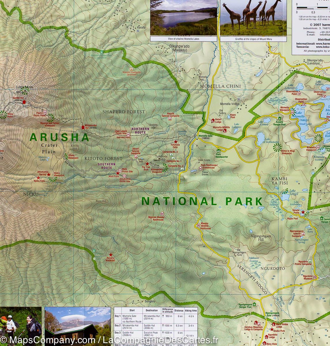 Carte de randonnée - Parc National Arusha & Mont Méru (Tanzanie) | Harms Verlag carte de randonnée Harms Verlag