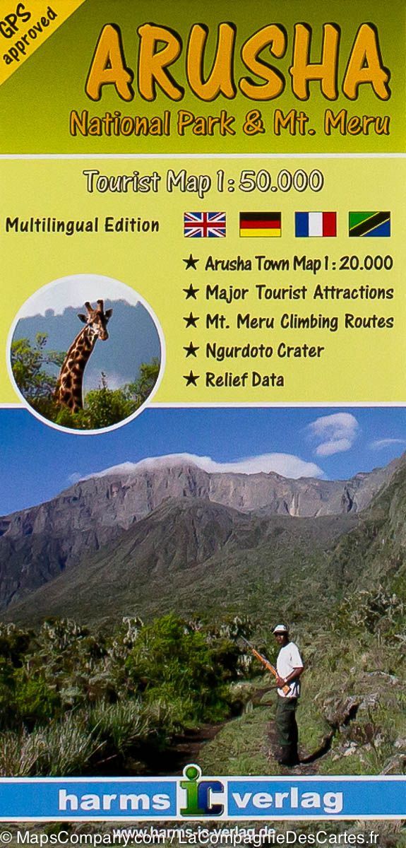 Carte de randonnée du Parc National Arusha et du Mont Méru (Tanzanie) | Harms Verlag - La Compagnie des Cartes