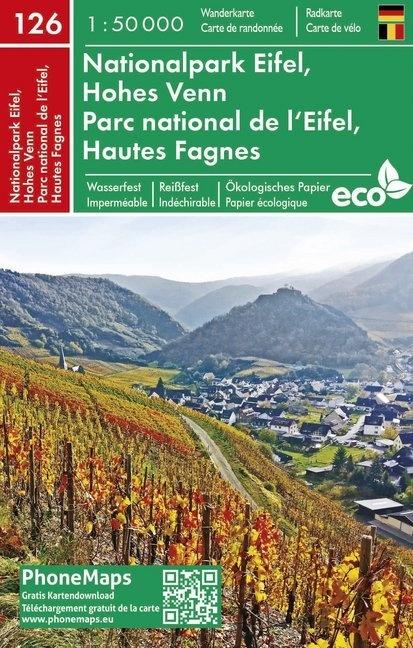 Carte de randonnée - Parc national de l'Eifel & Hautes Fagnes, n° 126 | PhoneMaps carte pliée PhoneMaps 