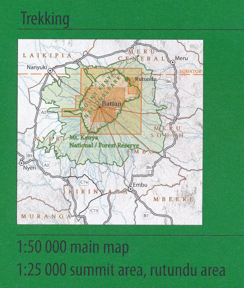 Carte de randonnée - Parc national du mont Kenya, n° 0/16 | Alpenverein carte pliée Alpenverein 